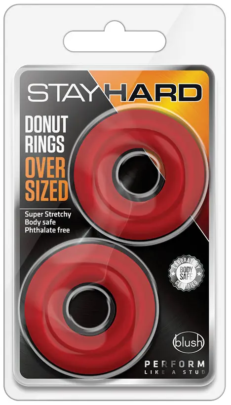 Stay Hard Donut Rings Oversized-Red 2Pk