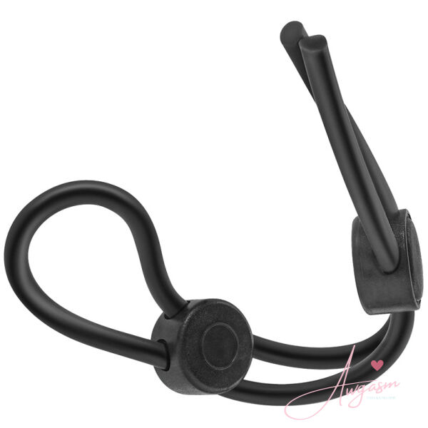 Stay Hard Silicone Double Loop Cock Ring-Black - Image 3