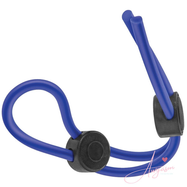 Stay Hard Silicone Double Loop Cock Ring-Blue - Image 3