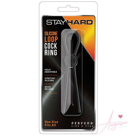 Stay Hard Silicone Loop Cock Ring-Black