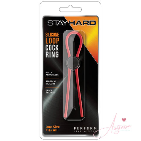 Stay Hard Silicone Loop Cock Ring-Red