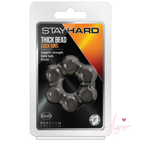 Stay Hard Thick Bead Cock Ring-Black