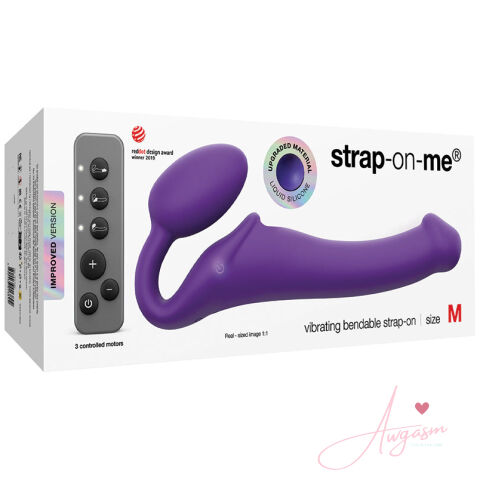 Strap On Me Vibrating Bendable Strap on-Purple M