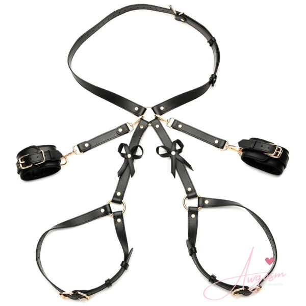 Strict Bondage Harness with Bows-Black XL-2XL - Image 2