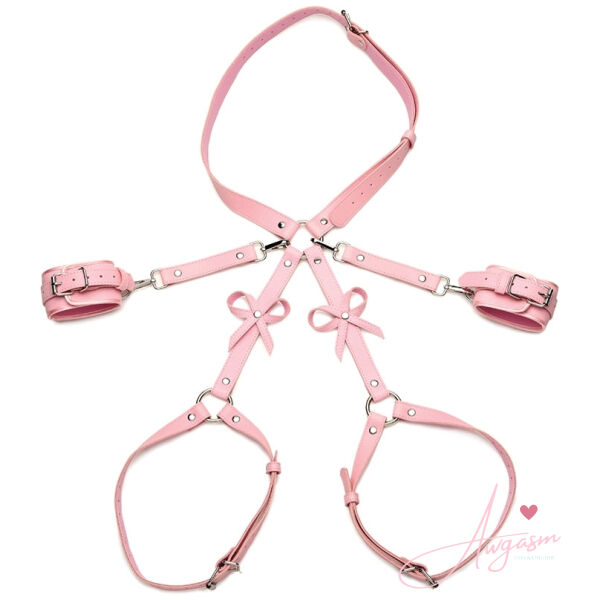 Strict Bondage Harness with Bows-Pink M/L - Image 2