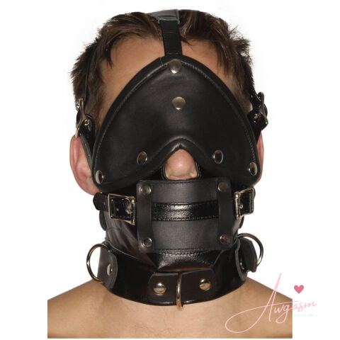 Strict Leather Premium Muzzle with Blindfold and Gags