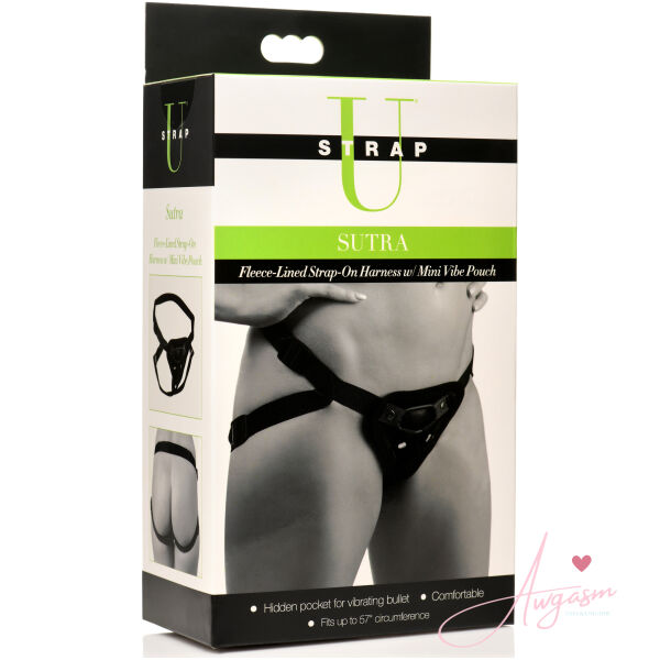 Sutra Fleece-Lined Strap On with Vibrator Pouch - Image 7