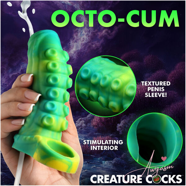 Tentacle Squirting Silicone Penis Enhancer - Green - Image 2