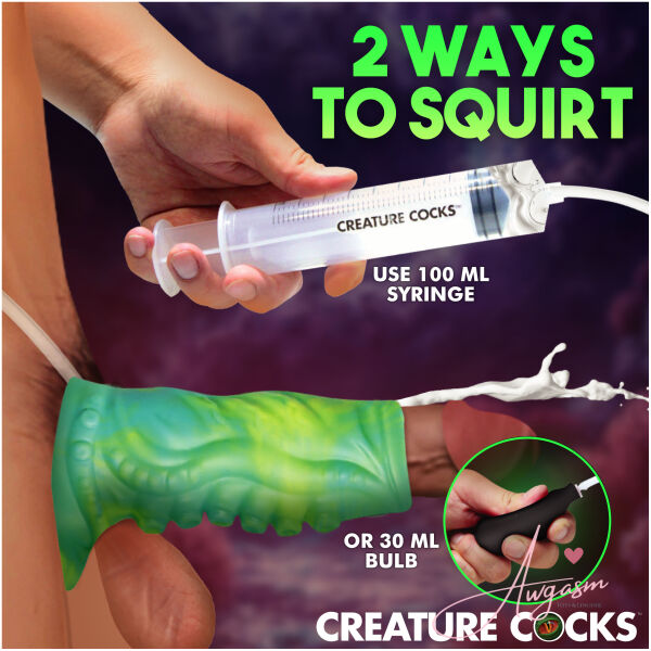 Tentacle Squirting Silicone Penis Enhancer - Green - Image 4