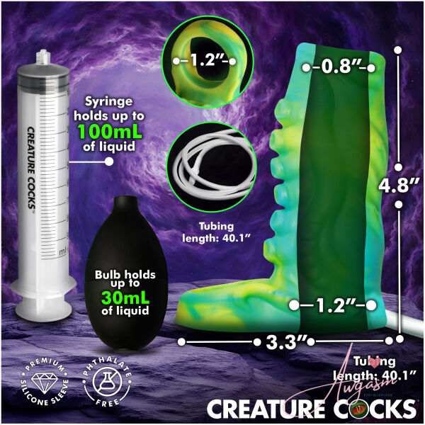 Tentacle Squirting Silicone Penis Enhancer - Green - Image 5