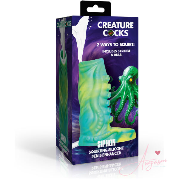 Tentacle Squirting Silicone Penis Enhancer - Green - Image 7