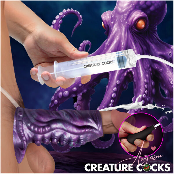 Tentacle Squirting Silicone Penis Enhancer - Purple - Image 3