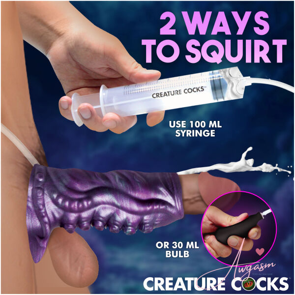 Tentacle Squirting Silicone Penis Enhancer - Purple - Image 4