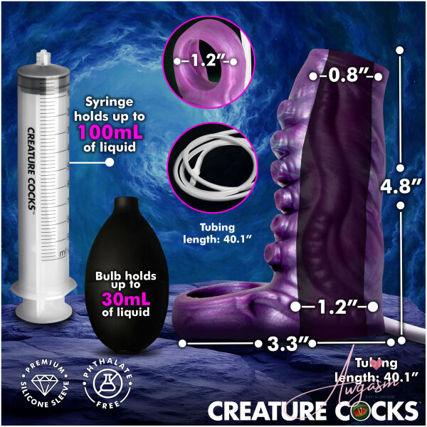 Tentacle Squirting Silicone Penis Enhancer - Purple - Image 5