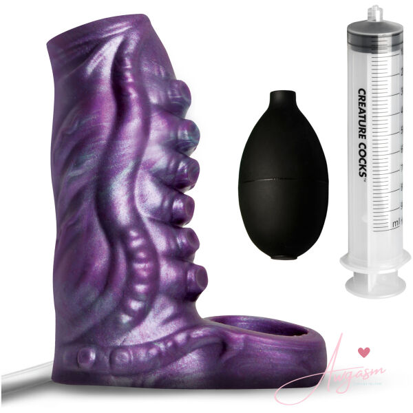 Tentacle Squirting Silicone Penis Enhancer - Purple - Image 6
