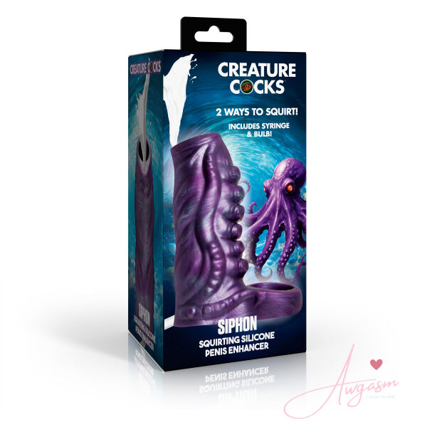 Tentacle Squirting Silicone Penis Enhancer - Purple - Image 7