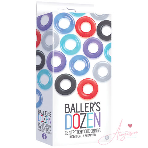 The 9's Baller's Dozen 12-Pc Cock Ring Set-Assorted Colors