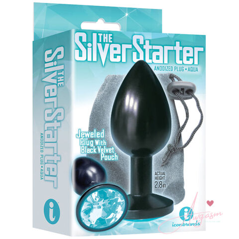 The 9's The Silver Starter Bejeweled Anodized Plug-Aqua