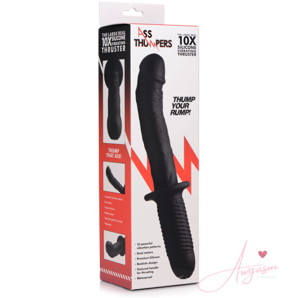 The Large Realistic 10X Silicone Vibrator with Handle - Image 6