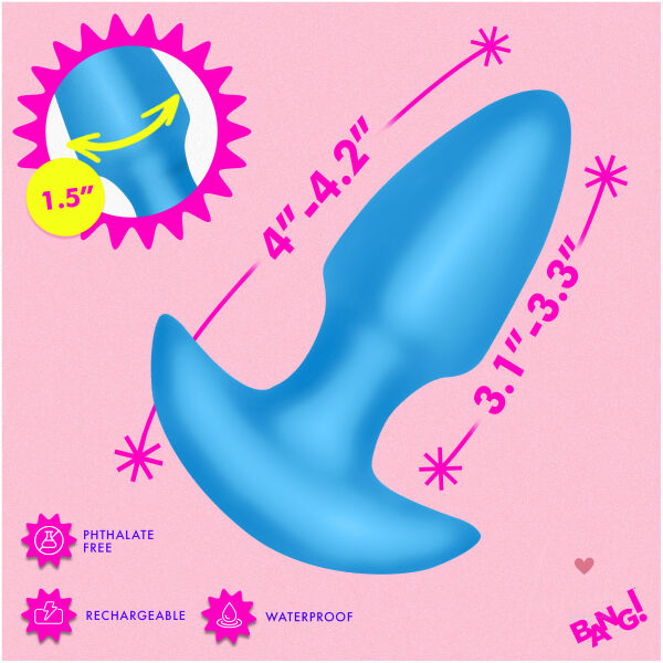 Thrusting & Vibrating Silicone Butt Plug - Blue - Image 4