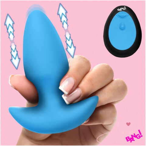 Thrusting & Vibrating Silicone Butt Plug - Blue