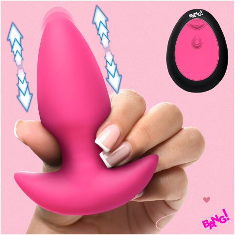 Thrusting & Vibrating Silicone Butt Plug - Pink