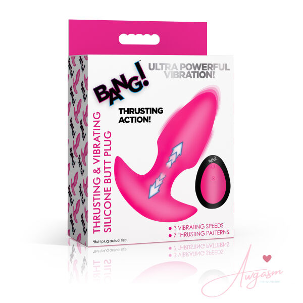 Thrusting & Vibrating Silicone Butt Plug - Pink - Image 6