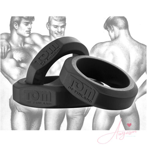 Tom of Finland 3 Piece Silicone Cock Ring Set - Black