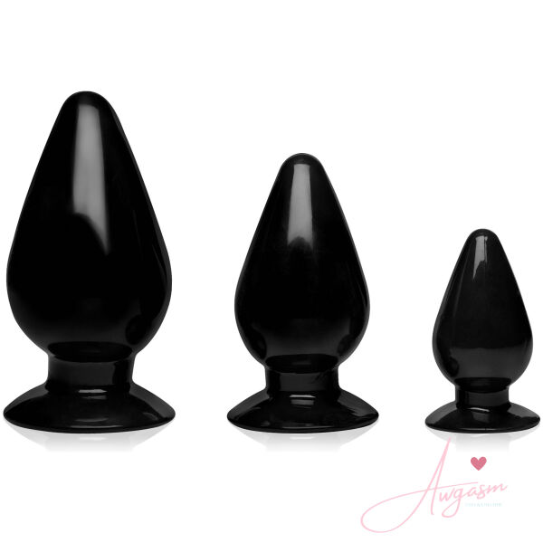 Triple Cones 3 Piece Anal Plug Set - Black - Image 2