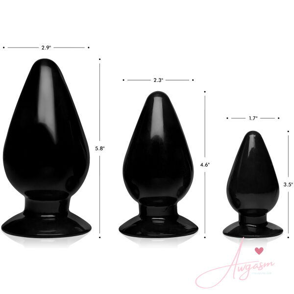 Triple Cones 3 Piece Anal Plug Set - Black - Image 3