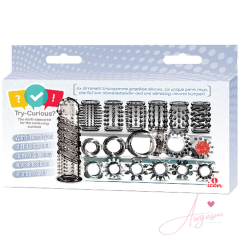 Try-Curious Cock Ring and Sleeve Set of 15
