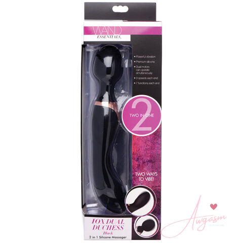 Wand Essentials 10X Dual Duchess 2-in-1 Silicone Massager-Black