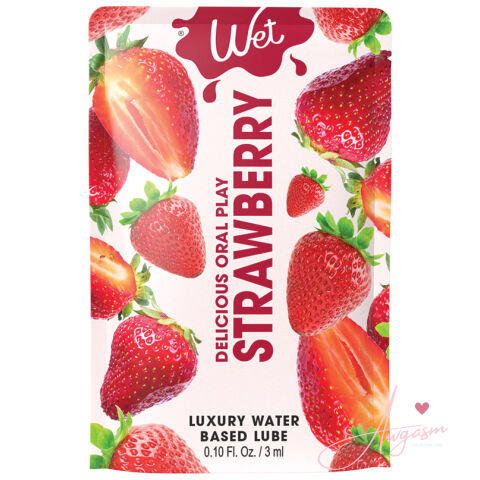 Wet Delicious Oral Play Strawberry Waterbased Flavored Lubricant 0.1oz