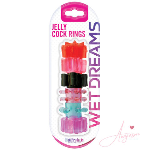 Wet Dreams Jelly Cock Rings-Assorted Colors 6Pk
