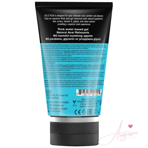 Wicked Aqua Jelle Plus Anal Lubricant with Relaxants 4oz - Image 2