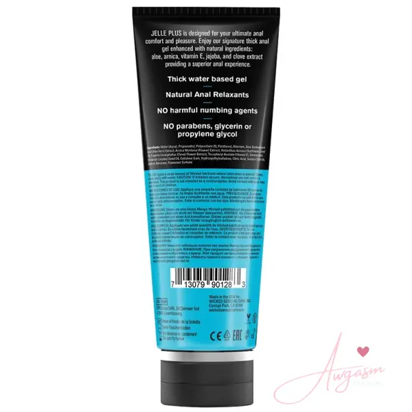 Wicked Aqua Jelle Plus Anal Lubricant with Relaxants 8oz - Image 2