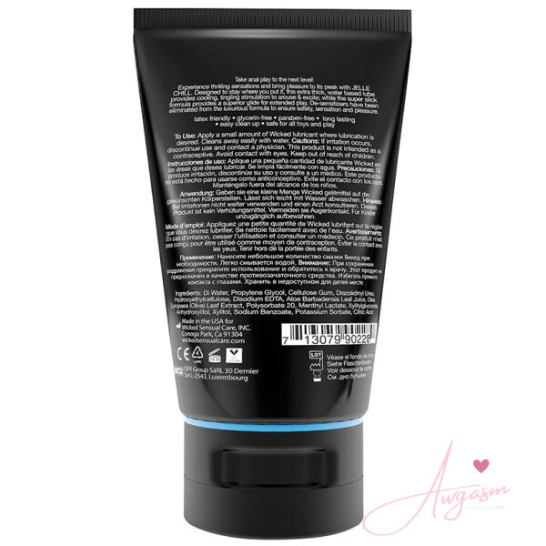 Wicked Jelle Chill Cooling Waterbased Anal Lubricant 4oz - Image 2