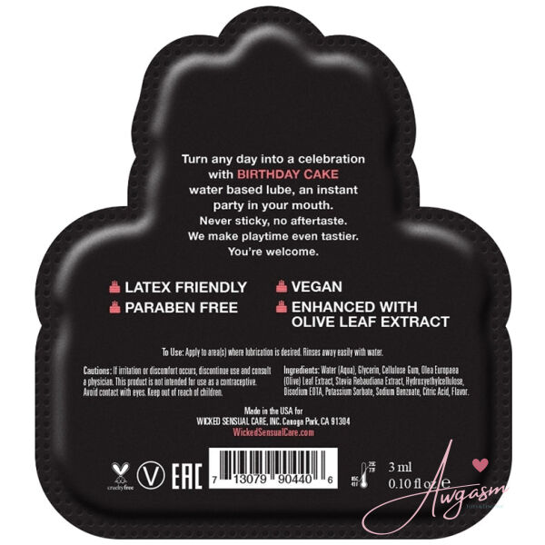 Wicked Sensual Aqua Flavored Birthday Cake Foil Pack 3ML - Image 2