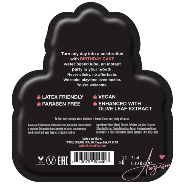Wicked Sensual Aqua Flavored Birthday Cake Foil Pack 3ML - Image 2