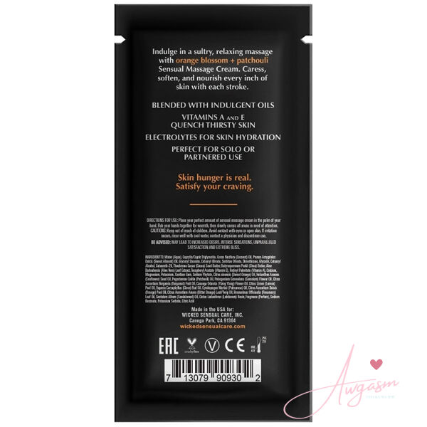 Wicked Sensual Massage Cream-Orange Blossom + Patchouli Scented 10ml - Image 2