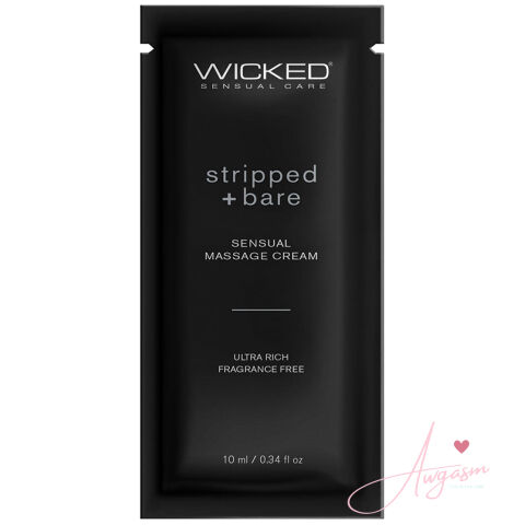 Wicked Sensual Massage Cream-Stripped + Bare Unscented 10ml Foil