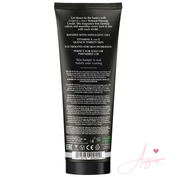 Wicked Sensual Massage Cream-Stripped + Bare Unscented 4oz - Image 2