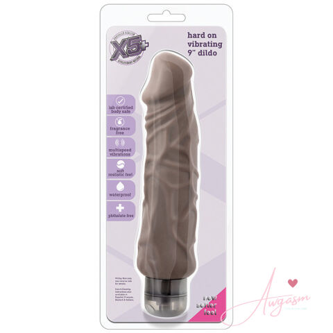 X5 Hard On Vibrating 9" Dildo-Brown