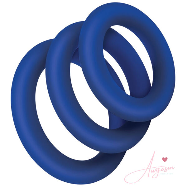 Zolo Extra Thick Silicone Cock Ring Pack of 3-Blue - Image 2