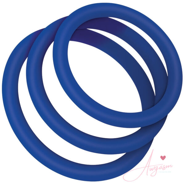 Zolo Stretchy Silicone Cock Ring Pack of 3-Blue - Image 2