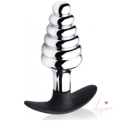Master Series Dark Hive Metal And Silicone Ribbed Anal Plug