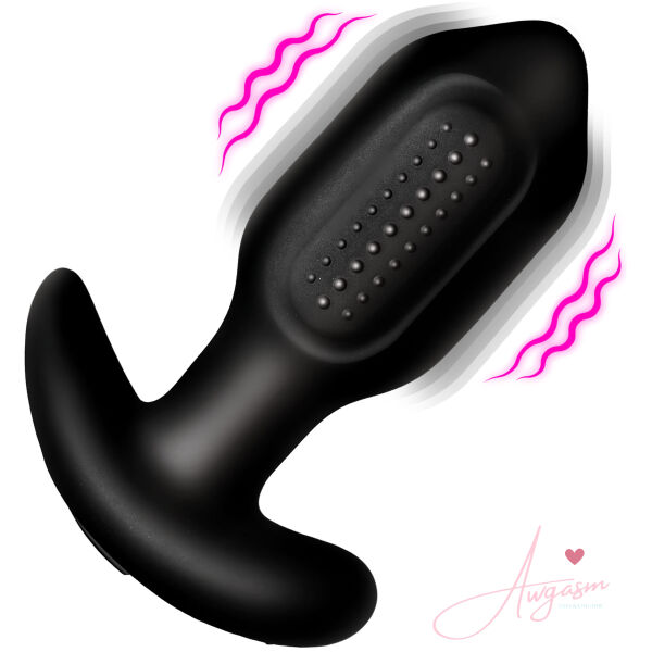 Bumpy Vibrating Silicone Butt Plug - Black - Image 5