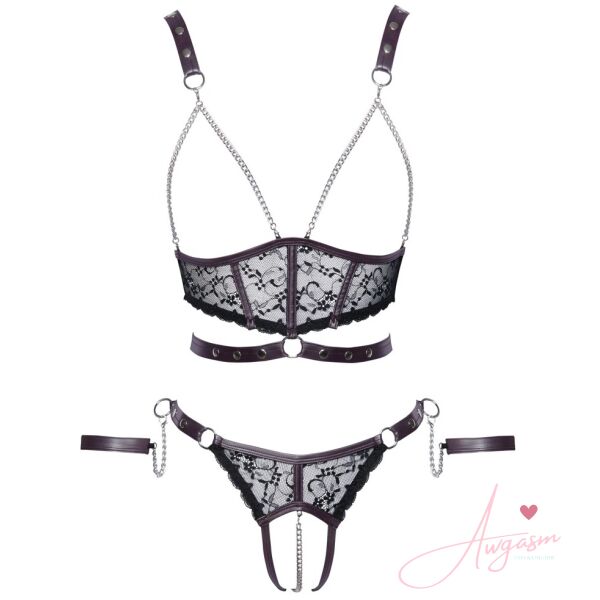 Cottelli Lace and Chain Bondage Crotchless Set - Image 3