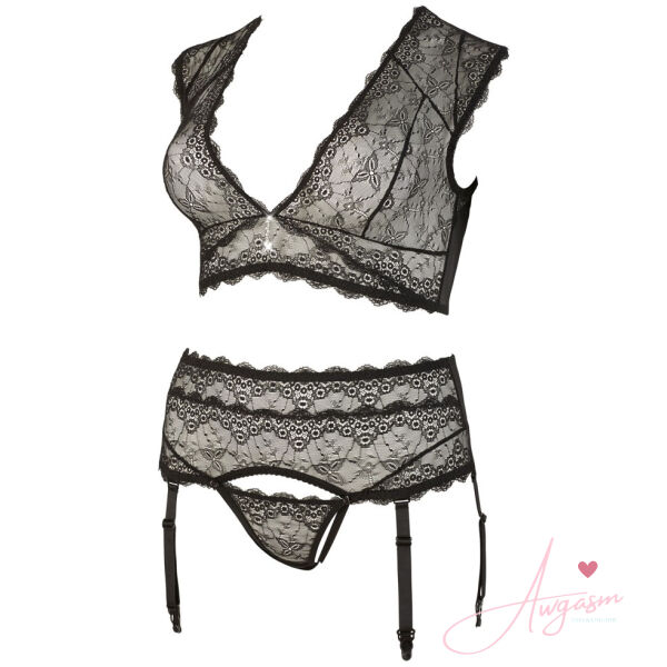 Cottelli Plus Size Bralette and String Set Black - Image 5