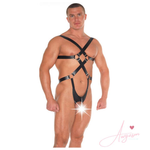 Leather Strappy Bondage Teddy
